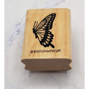 Stampin Up Detailed Sideview Monarch Butterfly Wood Mounted Rubber Stamp